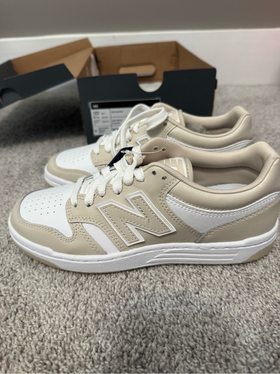 New Balance Shoes - New Balance 480 White and Beige Low-Top Sneakers